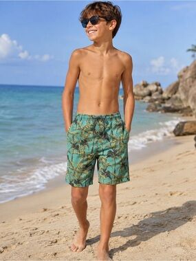 Ingear Teal Palm-Print Swim Shorts